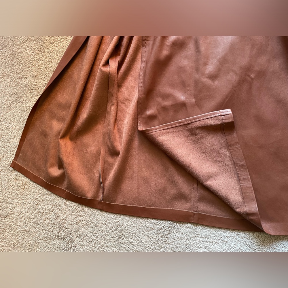 NWT Mother|| 
The It's-A-Wrap-Midi Skirt in Friar Brown, Faux Leather Medium - Picture 10 of 10